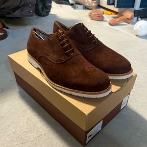 Red Fleece Brown Suede Wingtip Shoe